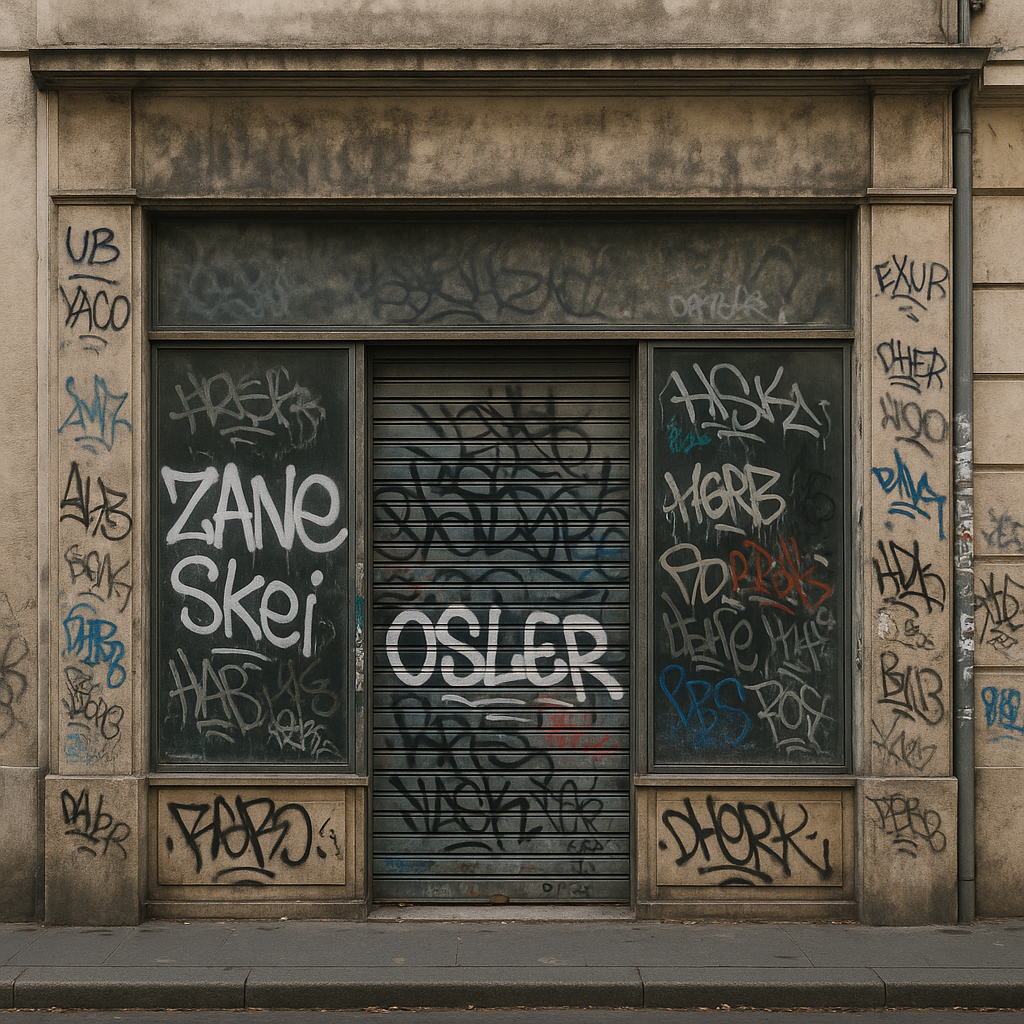 Avant — Façade commerciale après graffitis — Vesoul